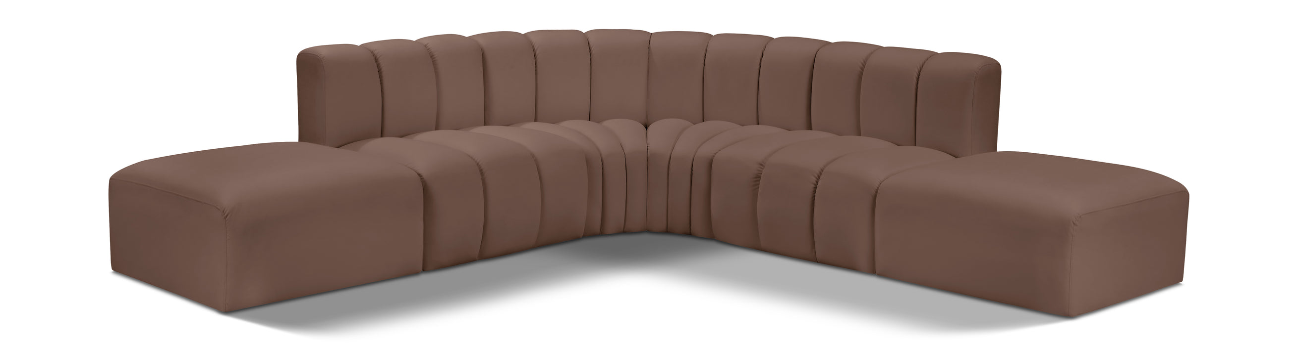 Meridian Furniture - Arc Vegan Leather 6 Piece Sectional in Brown - 101Brown-S6C - GreatFurnitureDeal