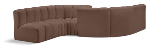 Meridian Furniture - Arc Vegan Leather 6 Piece Sectional in Brown - 101Brown-S6D - GreatFurnitureDeal