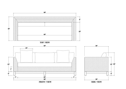 Bramble - Aberdeen Sofa in Walnut w/ Thames French Yellow Performance Fabric - 28080WLTSF246---- - GreatFurnitureDeal