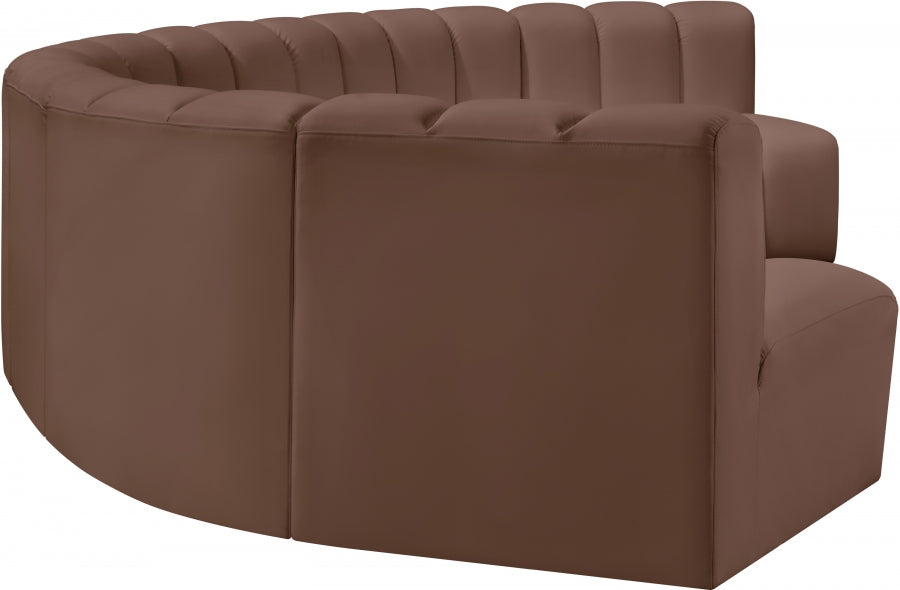 Meridian Furniture - Arc Vegan Leather 7 Piece Sectional in Brown - 101Brown-S7B - GreatFurnitureDeal