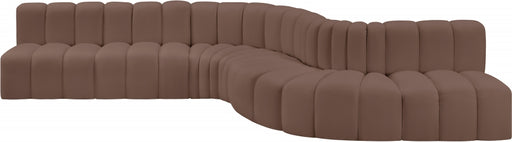 Meridian Furniture - Arc Vegan Leather 7 Piece Sectional in Brown - 101Brown-S7C - GreatFurnitureDeal