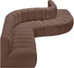 Meridian Furniture - Arc Vegan Leather 7 Piece Sectional in Brown - 101Brown-S7C - GreatFurnitureDeal