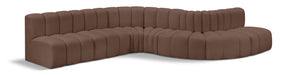 Meridian Furniture - Arc Vegan Leather 7 Piece Sectional in Brown - 101Brown-S7C - GreatFurnitureDeal