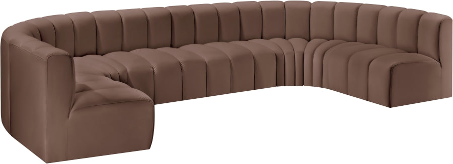 Meridian Furniture - Arc Vegan Leather 8 Piece Sectional in Brown - 101Brown-S8A - GreatFurnitureDeal