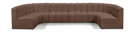 Meridian Furniture - Arc Vegan Leather 8 Piece Sectional in Brown - 101Brown-S8A - GreatFurnitureDeal