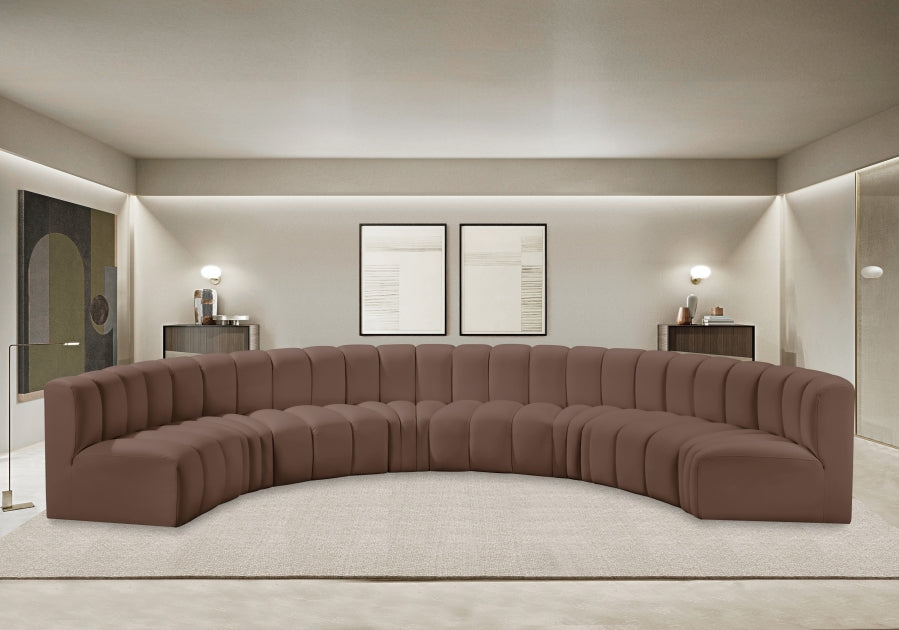 Meridian Furniture - Arc Vegan Leather 8 Piece Sectional in Brown - 101Brown-S8B - GreatFurnitureDeal