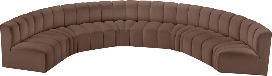 Meridian Furniture - Arc Vegan Leather 8 Piece Sectional in Brown - 101Brown-S8B - GreatFurnitureDeal