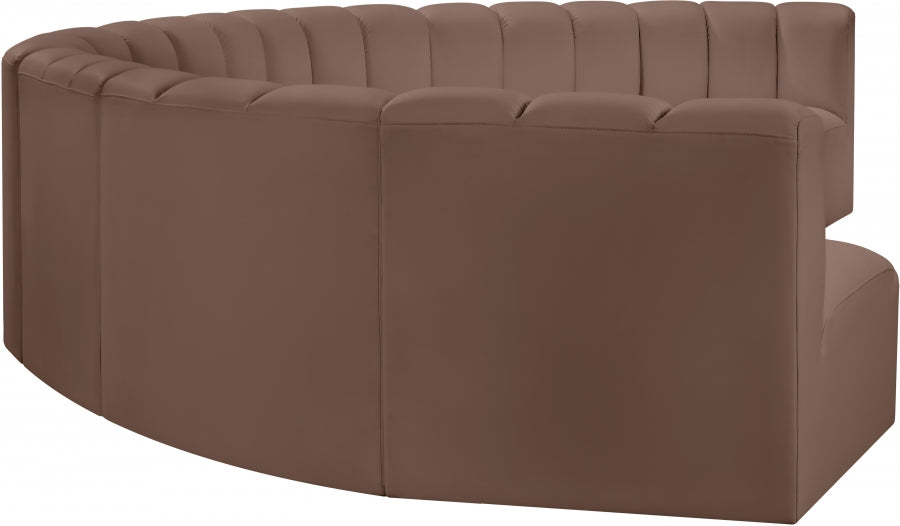 Meridian Furniture - Arc Vegan Leather 8 Piece Sectional in Brown - 101Brown-S8B - GreatFurnitureDeal