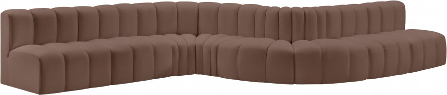 Meridian Furniture - Arc Vegan Leather 8 Piece Sectional in Brown - 101Brown-S8C - GreatFurnitureDeal