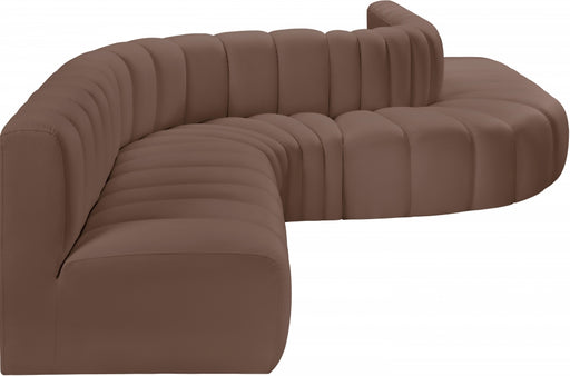 Meridian Furniture - Arc Vegan Leather 8 Piece Sectional in Brown - 101Brown-S8C - GreatFurnitureDeal