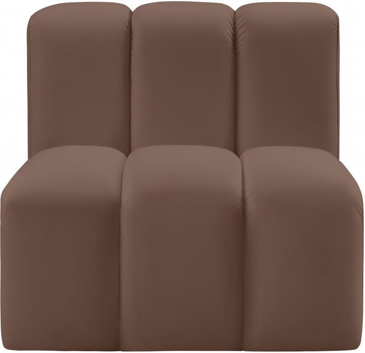 Meridian Furniture - Arc Vegan Leather Modular Chair in Brown - 101Brown-ST - GreatFurnitureDeal