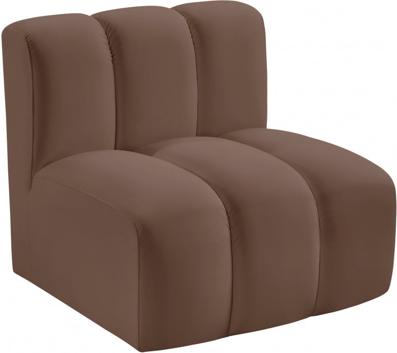 Meridian Furniture - Arc Vegan Leather Modular Chair in Brown - 101Brown-ST - GreatFurnitureDeal