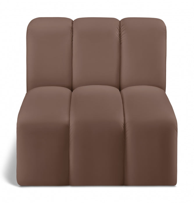 Meridian Furniture - Arc Vegan Leather Modular Chair in Brown - 101Brown-ST - GreatFurnitureDeal