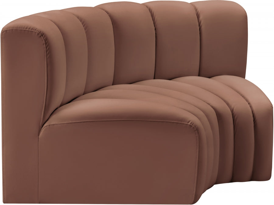 Meridian Furniture - Arc Vegan Leather Modular Sofa in Cognac - 101Cognac-S2B - GreatFurnitureDeal