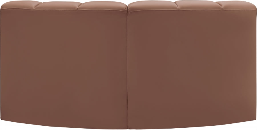 Meridian Furniture - Arc Vegan Leather Modular Sofa in Cognac - 101Cognac-S2B - GreatFurnitureDeal