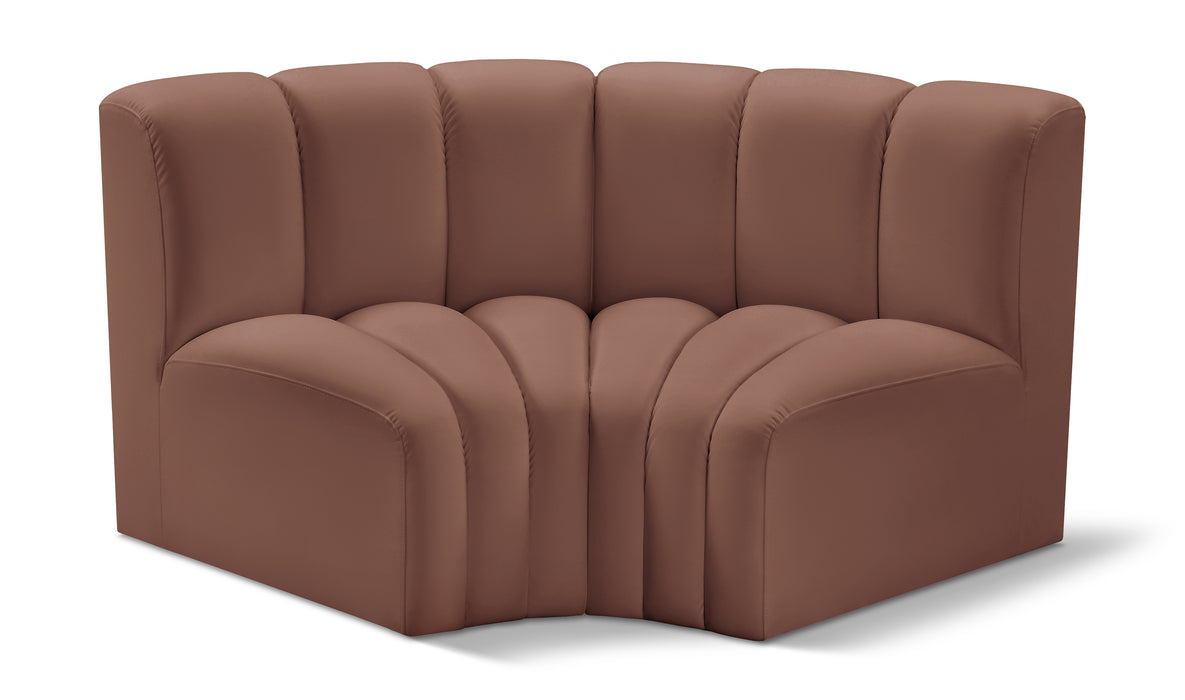 Meridian Furniture - Arc Vegan Leather Modular Sofa in Cognac - 101Cognac-S2B - GreatFurnitureDeal