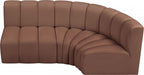 Meridian Furniture - Arc Vegan Leather 3 Piece Sectional in Cognac - 101Cognac-S3A - GreatFurnitureDeal