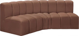 Meridian Furniture - Arc Vegan Leather 3 Piece Sectional in Cognac - 101Cognac-S3B - GreatFurnitureDeal