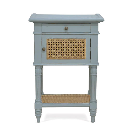 Bramble - Montego Square End Table in Ocean Blue w/ Drawer & Rattan Natural Door - 28098OCB-RNAT--- - GreatFurnitureDeal