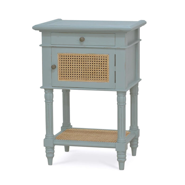 Bramble - Montego Square End Table in Ocean Blue w/ Drawer & Rattan Natural Door - 28098OCB-RNAT--- - GreatFurnitureDeal