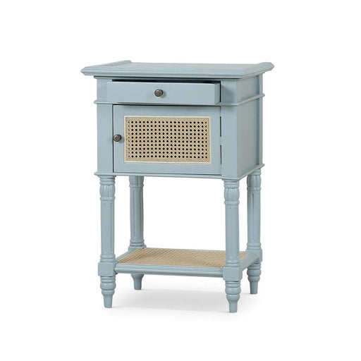 Bramble - Montego Square End Table in Ocean Blue w/ Drawer & Rattan Natural Door - 28098OCB-RNAT--- - GreatFurnitureDeal