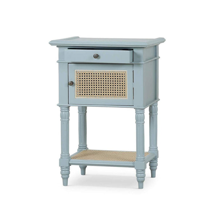 Bramble - Montego Square End Table in Ocean Blue w/ Drawer & Rattan Natural Door - 28098OCB-RNAT--- - GreatFurnitureDeal