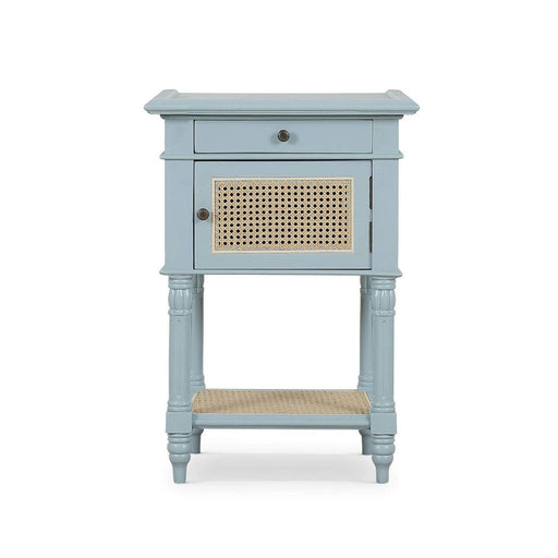 Bramble - Montego Square End Table in Ocean Blue w/ Drawer & Rattan Natural Door - 28098OCB-RNAT--- - GreatFurnitureDeal