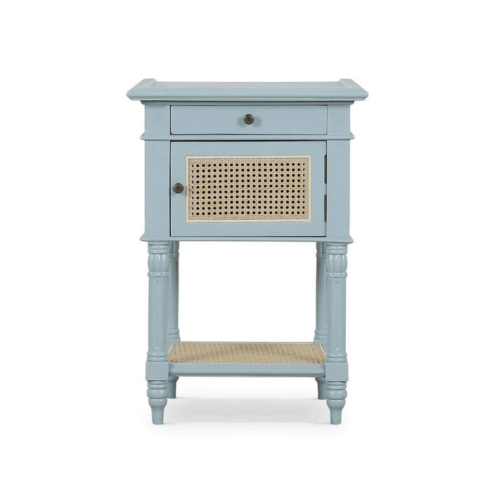 Bramble - Montego Square End Table in Ocean Blue w/ Drawer & Rattan Natural Door - 28098OCB-RNAT--- - GreatFurnitureDeal
