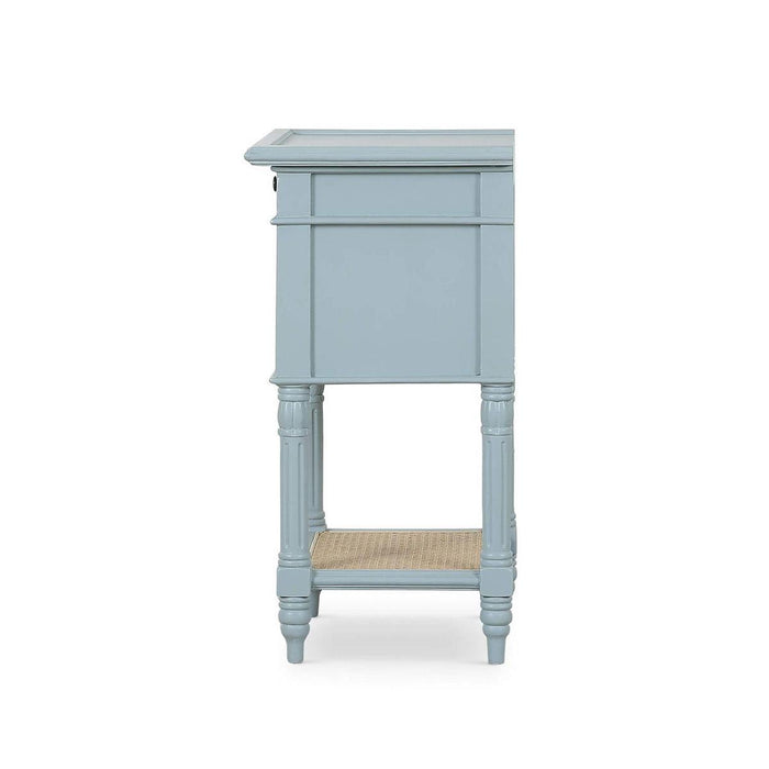 Bramble - Montego Square End Table in Ocean Blue w/ Drawer & Rattan Natural Door - 28098OCB-RNAT--- - GreatFurnitureDeal