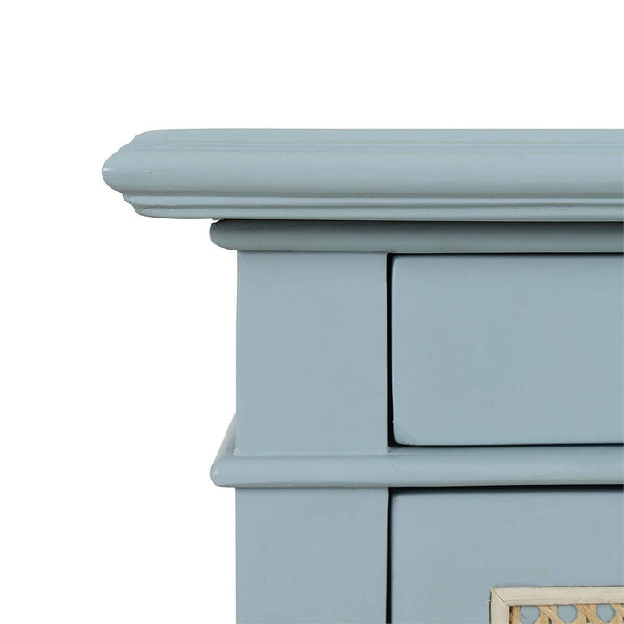 Bramble - Montego Square End Table in Ocean Blue w/ Drawer & Rattan Natural Door - 28098OCB-RNAT--- - GreatFurnitureDeal