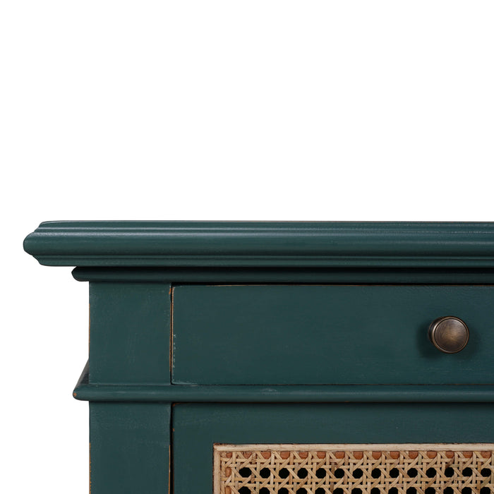 Bramble - Montego Square End Table w/ Drawer & Rattan Door - BR-28098 - GreatFurnitureDeal