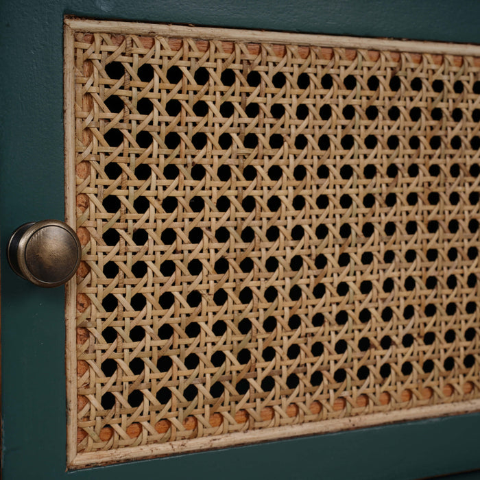 Bramble - Montego Square End Table w/ Drawer & Rattan Door - BR-28098 - GreatFurnitureDeal