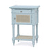 Bramble - Montego Square End Table In Ocean Blue w/ Drawer & Rattan Natural Door - BR-28098OCB-RNAT--- - GreatFurnitureDeal