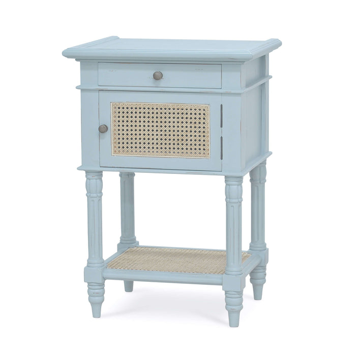 Bramble - Montego Square End Table In Ocean Blue w/ Drawer & Rattan Natural Door - 28098OCB-RNAT--- - GreatFurnitureDeal