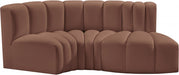 Meridian Furniture - Arc Vegan Leather 3 Piece Sectional in Cognac - 101Cognac-S3D - GreatFurnitureDeal