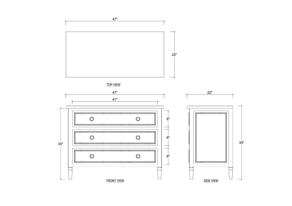 Bramble - Cholet 3 Drawer Dresser In Architectural White - BR-28099HRW----LDT - GreatFurnitureDeal