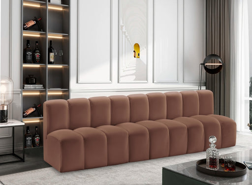 Meridian Furniture - Arc Vegan Leather Modular Sofa in Cognac - 101Cognac-S3F - GreatFurnitureDeal