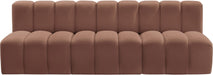 Meridian Furniture - Arc Vegan Leather Modular Sofa in Cognac - 101Cognac-S3F - GreatFurnitureDeal