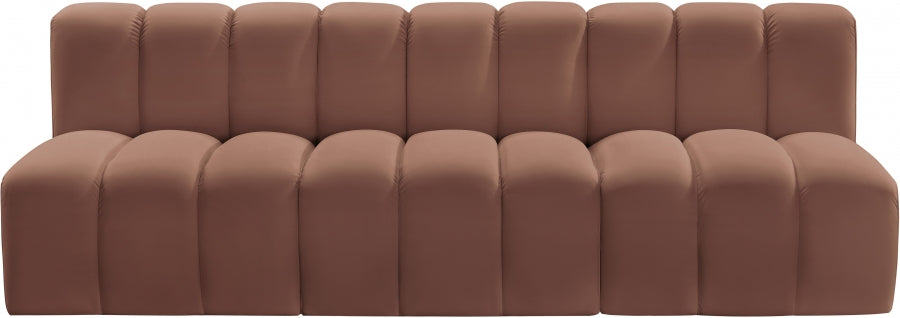 Meridian Furniture - Arc Vegan Leather Modular Sofa in Cognac - 101Cognac-S3F - GreatFurnitureDeal