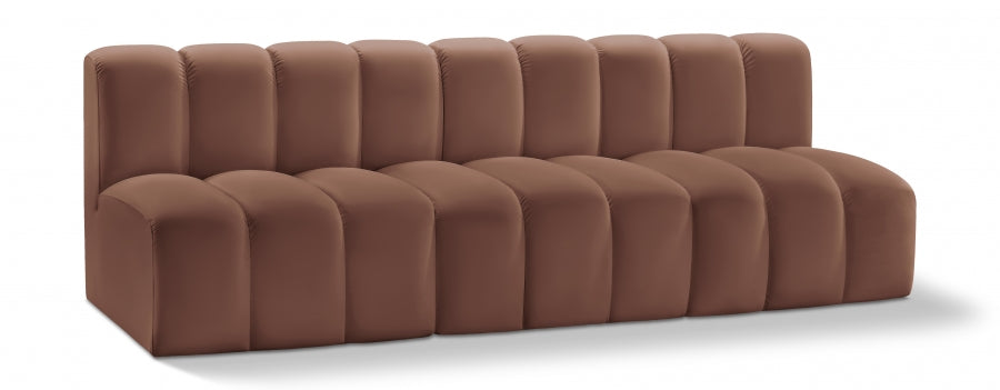 Meridian Furniture - Arc Vegan Leather Modular Sofa in Cognac - 101Cognac-S3F - GreatFurnitureDeal