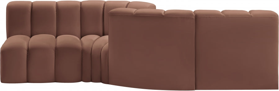 Meridian Furniture - Arc Vegan Leather 4 Piece Sectional in Cognac - 101Cognac-S4A - GreatFurnitureDeal