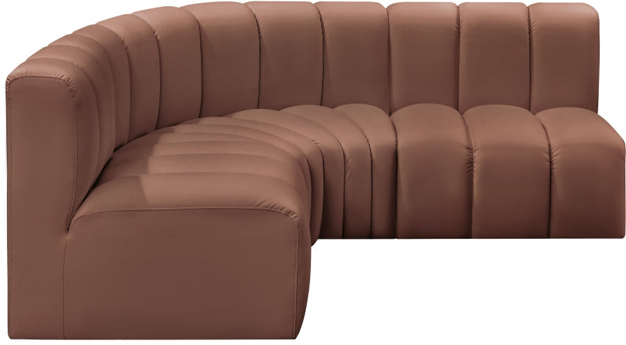 Meridian Furniture - Arc Vegan Leather 4 Piece Sectional in Cognac - 101Cognac-S4B - GreatFurnitureDeal