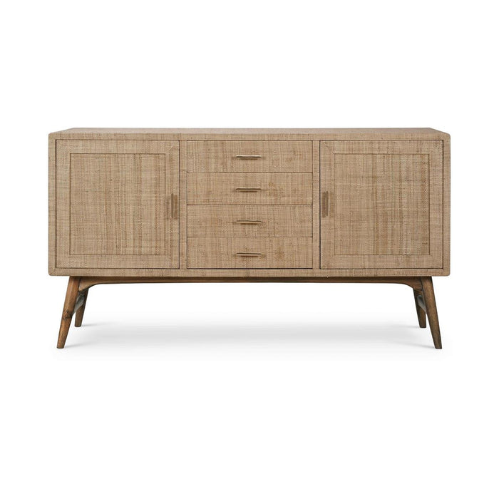 Bramble - Pierre Mid Century Buffet Wrapped in Raw Raffia w/ Straw Wash Legs - 28103RFRW-STW---