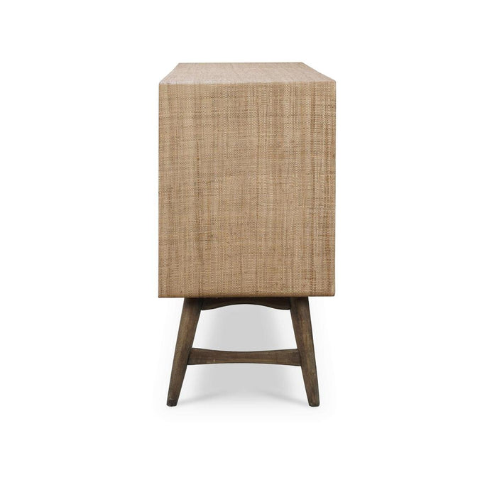 Bramble - Pierre Mid Century Buffet Wrapped in Raw Raffia w/ Straw Wash Legs - 28103RFRW-STW---
