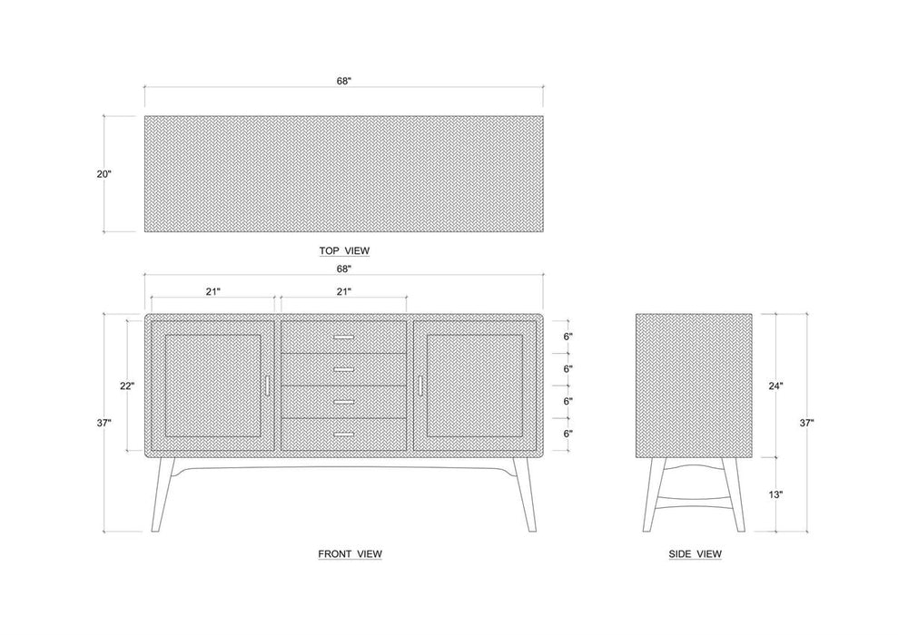 Bramble - Pierre Mid Century Buffet Wrapped in Raw Raffia w/ Straw Wash Legs - 28103RFRW-STW---
