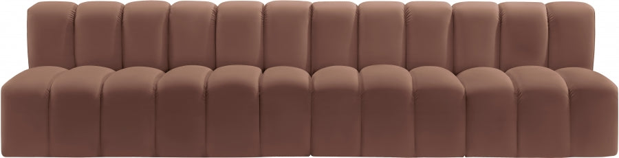 Meridian Furniture - Arc Vegan Leather 4 Piece Sectional in Cognac - 101Cognac-S4E - GreatFurnitureDeal