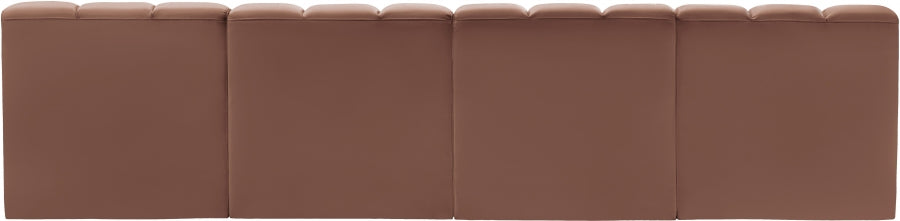 Meridian Furniture - Arc Vegan Leather 4 Piece Sectional in Cognac - 101Cognac-S4E - GreatFurnitureDeal