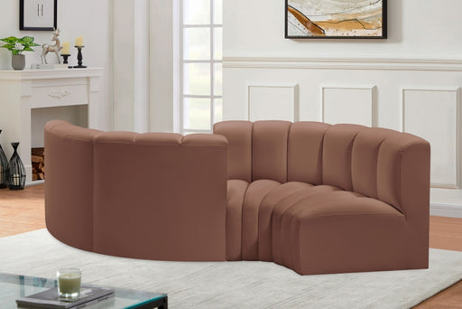 Meridian Furniture - Arc Vegan Leather 4 Piece Sectional in Cognac - 101Cognac-S4F - GreatFurnitureDeal