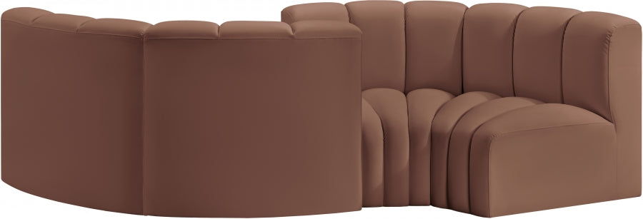 Meridian Furniture - Arc Vegan Leather 4 Piece Sectional in Cognac - 101Cognac-S4F - GreatFurnitureDeal