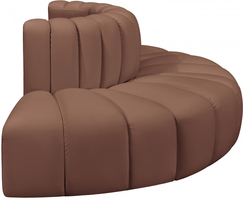 Meridian Furniture - Arc Vegan Leather 4 Piece Sectional in Cognac - 101Cognac-S4G - GreatFurnitureDeal